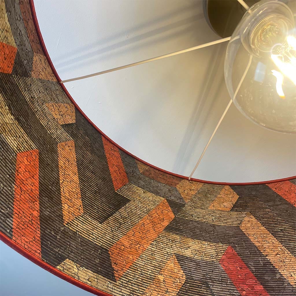Anthology Escheresque Cork Wallpaper Lined Pendant Shade with Astor Phoenix Outer