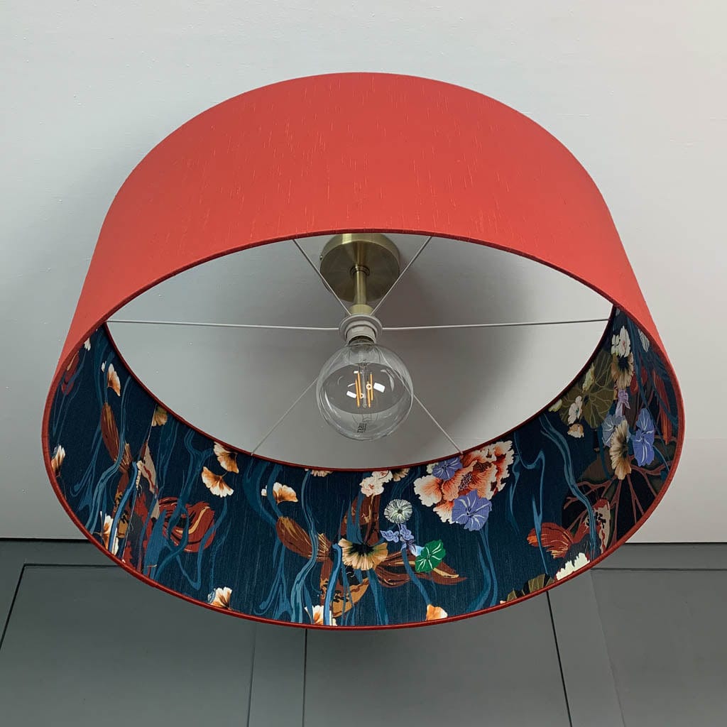 Astor Phoenix Faux Silk Pendant Shade with Arte Koi Wallpaper Lining
