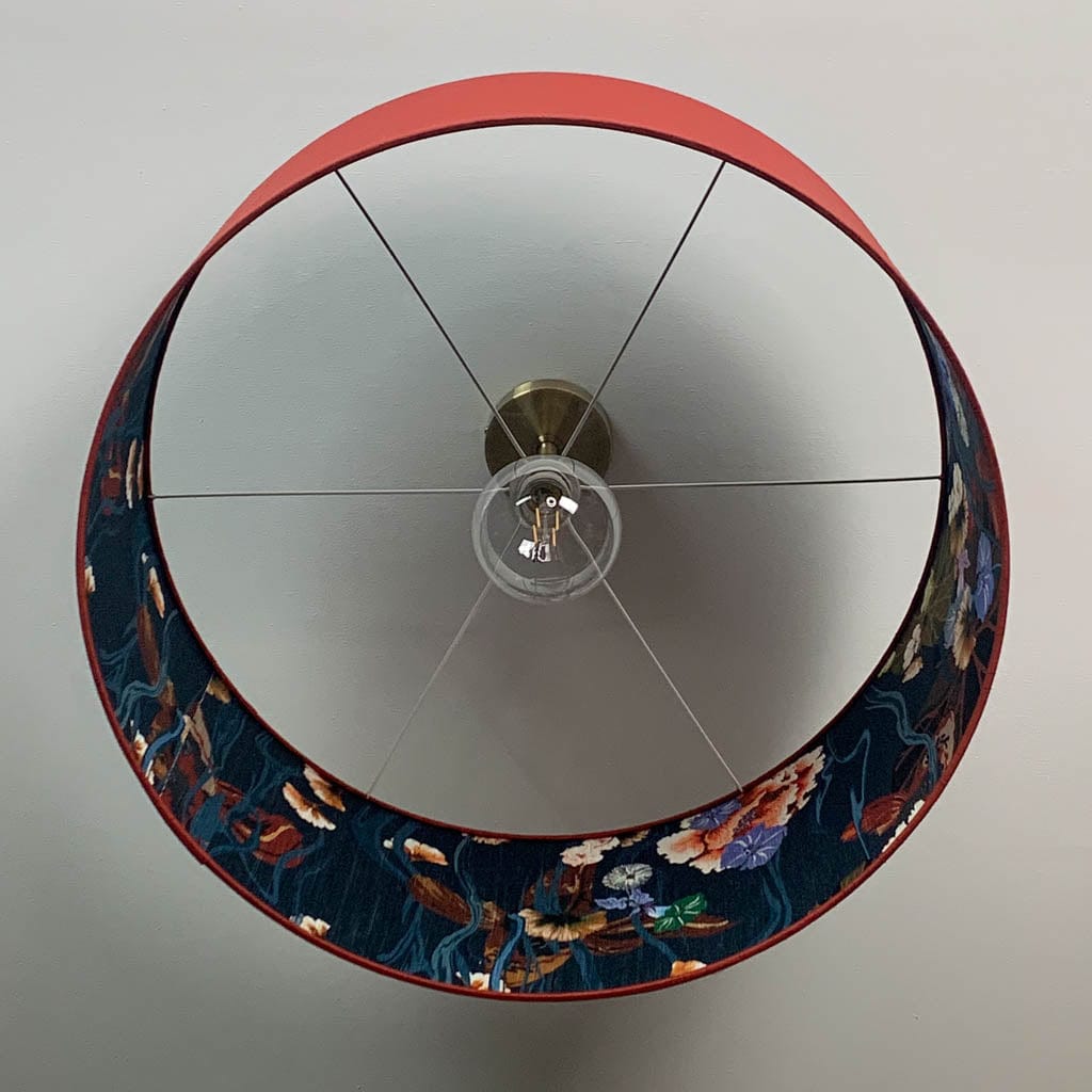Astor Phoenix Faux Silk Pendant Shade with Arte Koi Wallpaper Lining