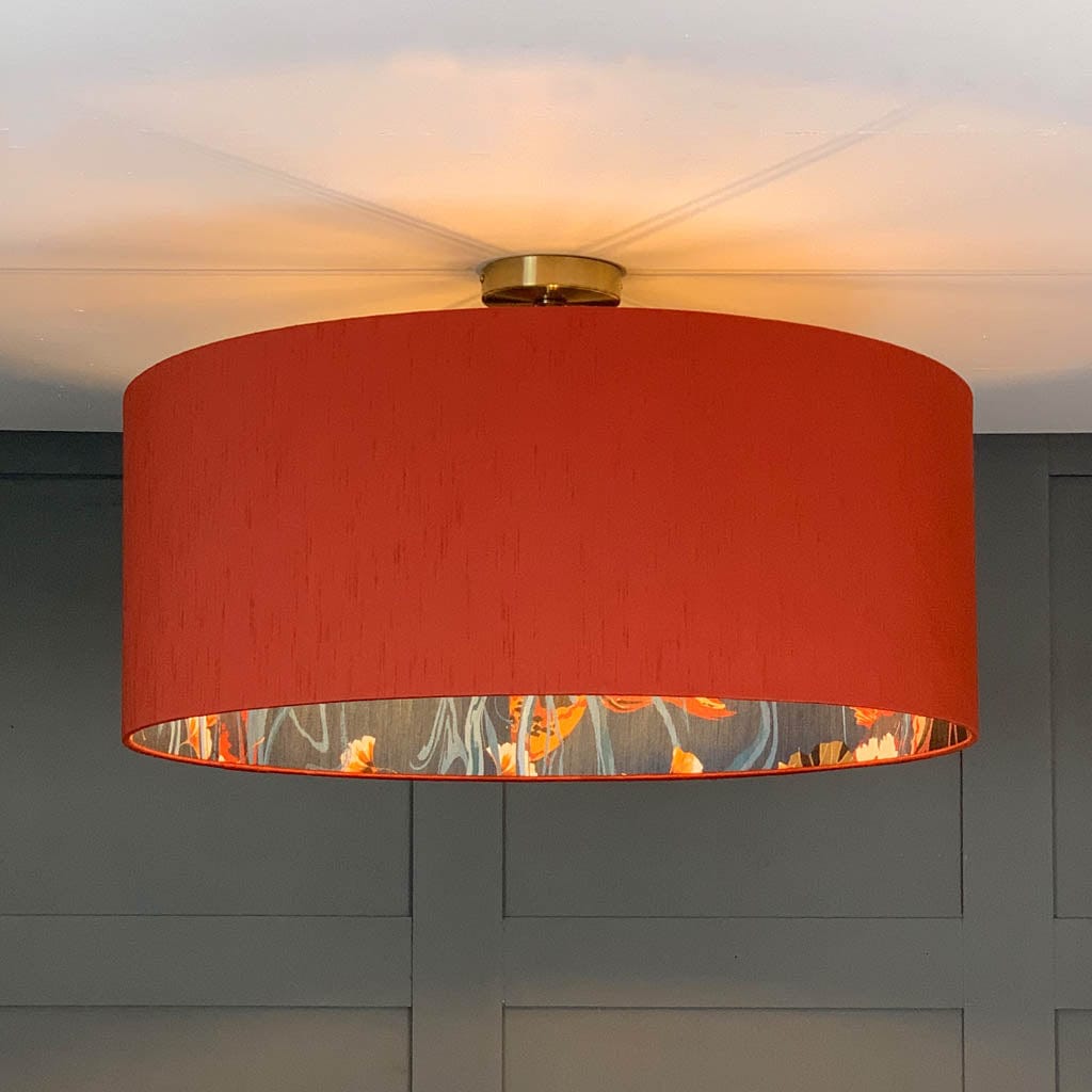 Astor Phoenix Faux Silk Pendant Shade with Arte Koi Wallpaper Lining