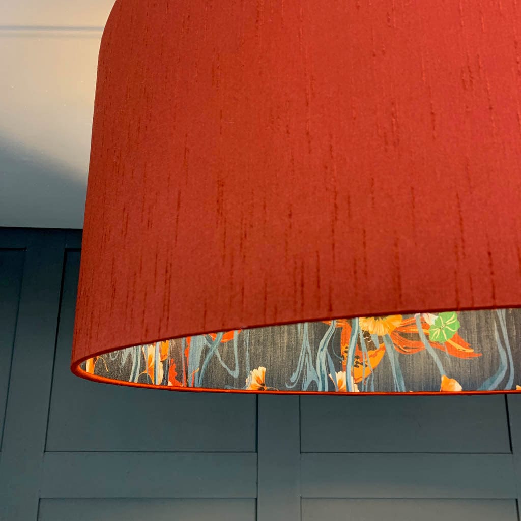 Astor Phoenix Faux Silk Pendant Shade with Arte Koi Wallpaper Lining