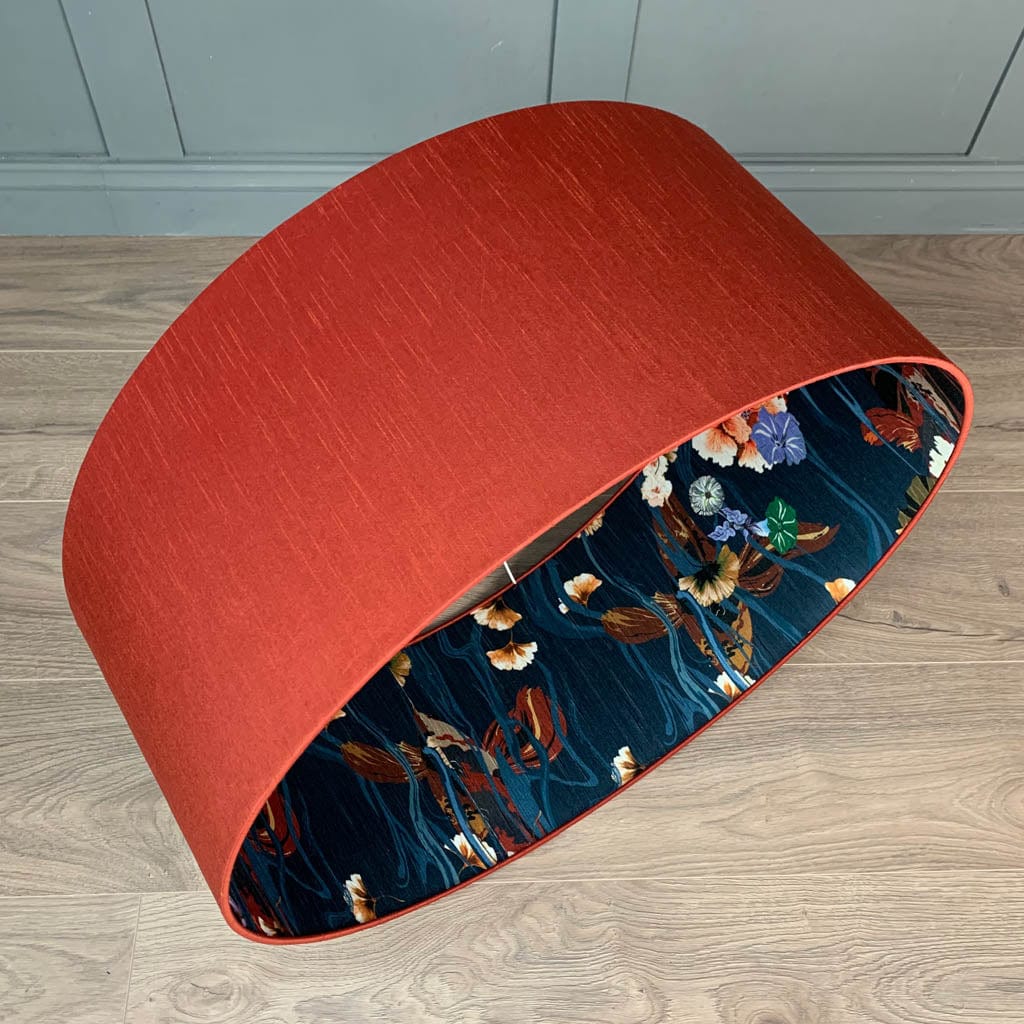 Astor Phoenix Faux Silk Pendant Shade with Arte Koi Wallpaper Lining