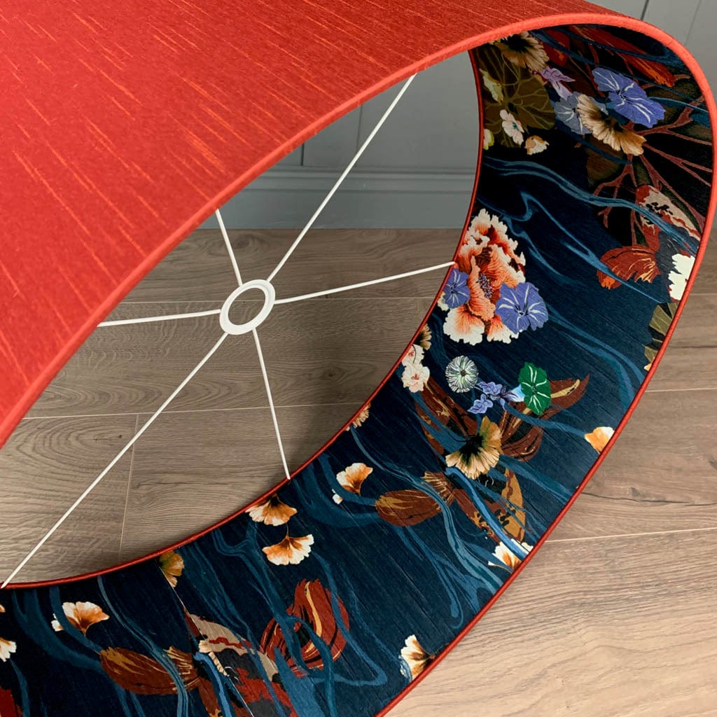 Astor Phoenix Faux Silk Pendant Shade with Arte Koi Wallpaper Lining