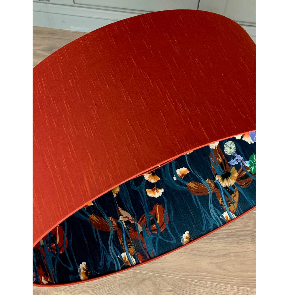 Astor Phoenix Faux Silk Pendant Shade with Arte Koi Wallpaper Lining