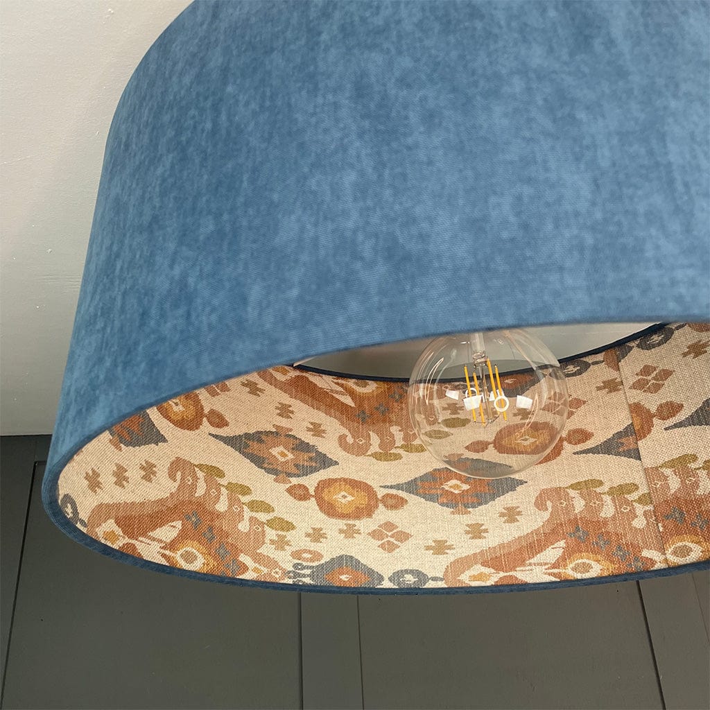 Boho Shell Ikat Lined Pendant Shade with Ocean Outer