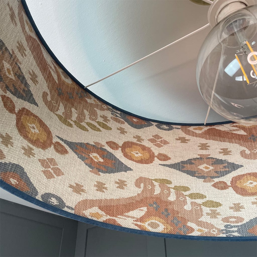 Boho Shell Ikat Lined Pendant Shade with Ocean Outer