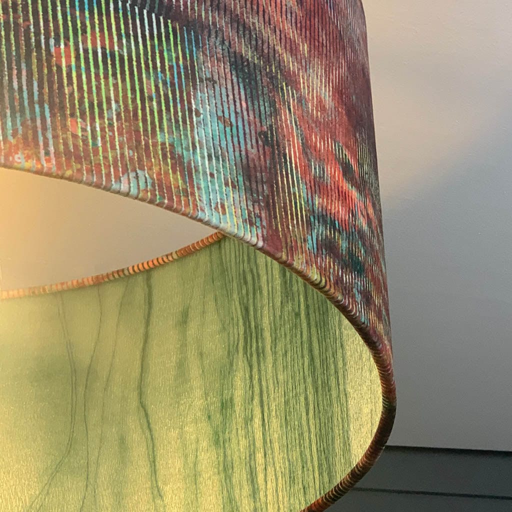 Chameleon Velvet Pendant Shade with Anthology Metamorphic Amazonite Apatite Wallpaper Lining