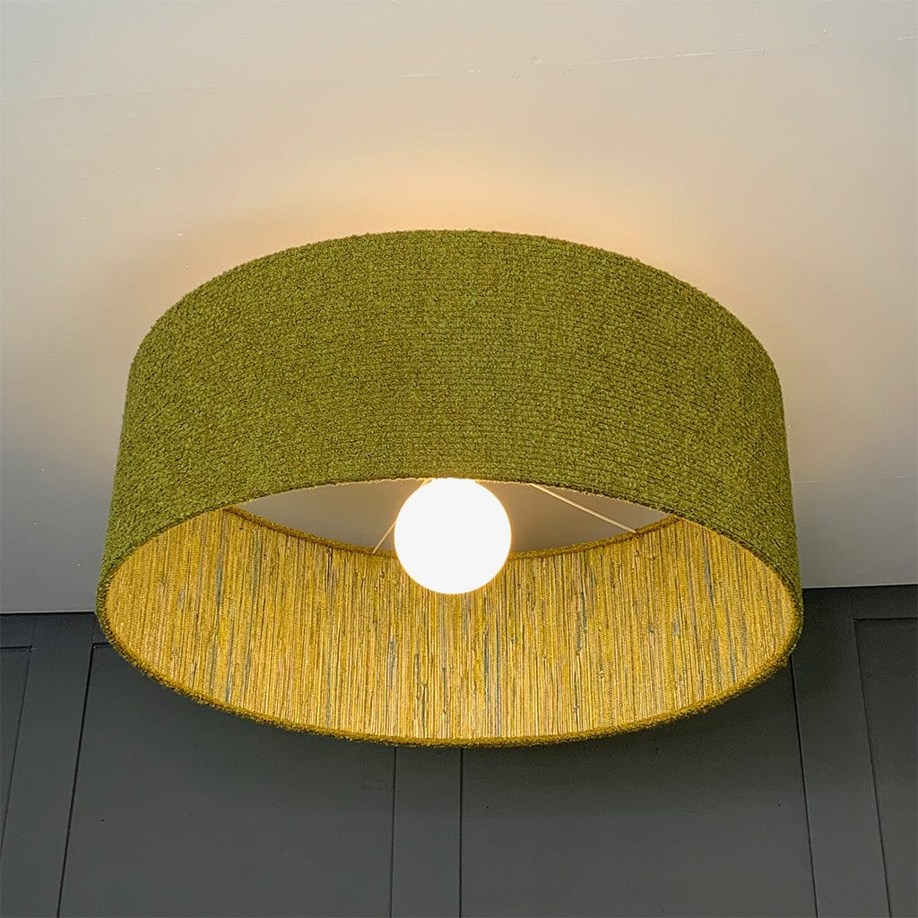 Citron Boucle Pendant Shade with Anthology Seri Citrus Wallpaper Lining