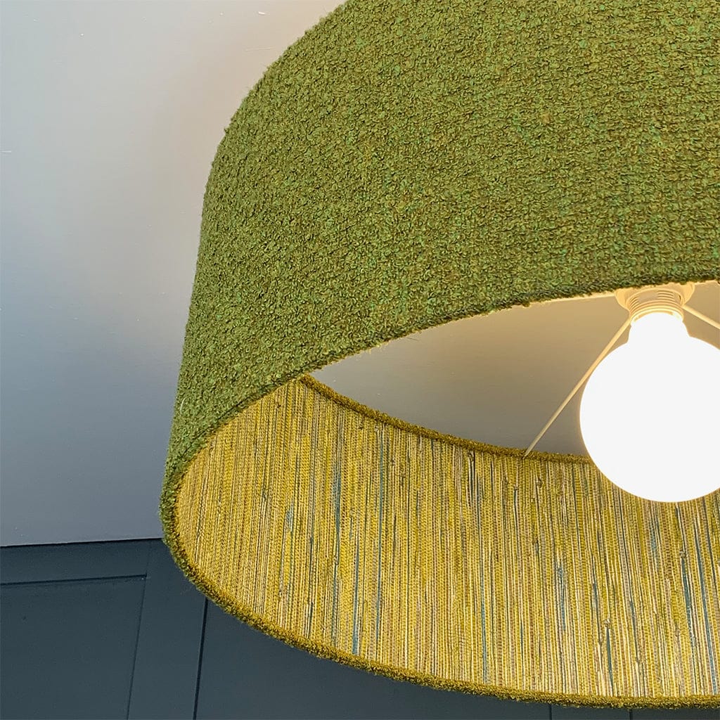Citron Boucle Pendant Shade with Anthology Seri Citrus Wallpaper Lining