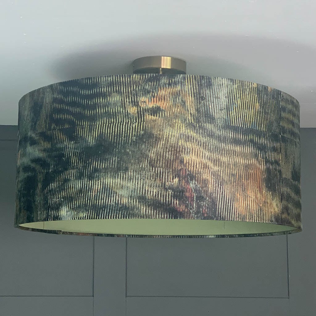 Iguana Pendant Shade with Military Green Silk Lining