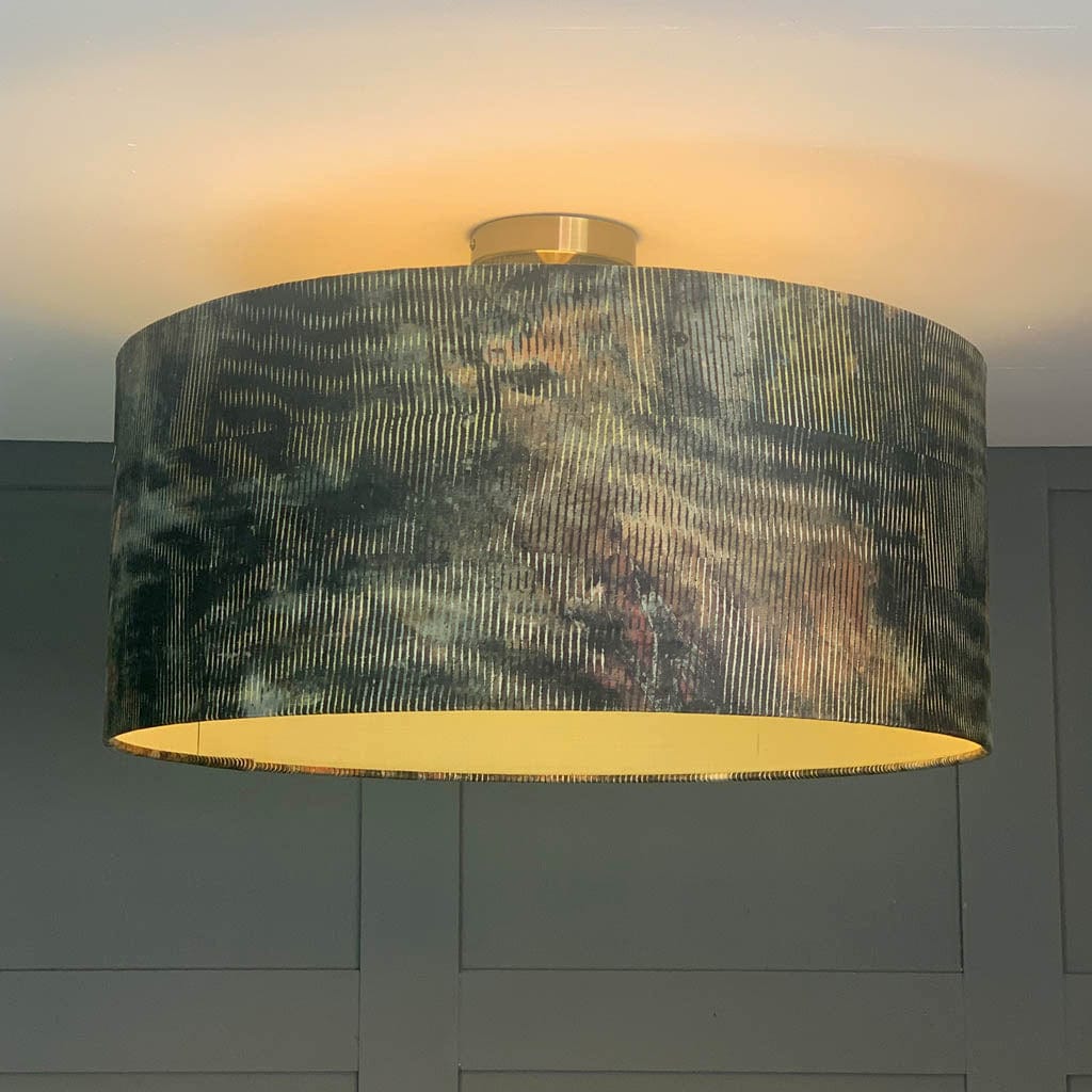 Iguana Pendant Shade with Military Green Silk Lining