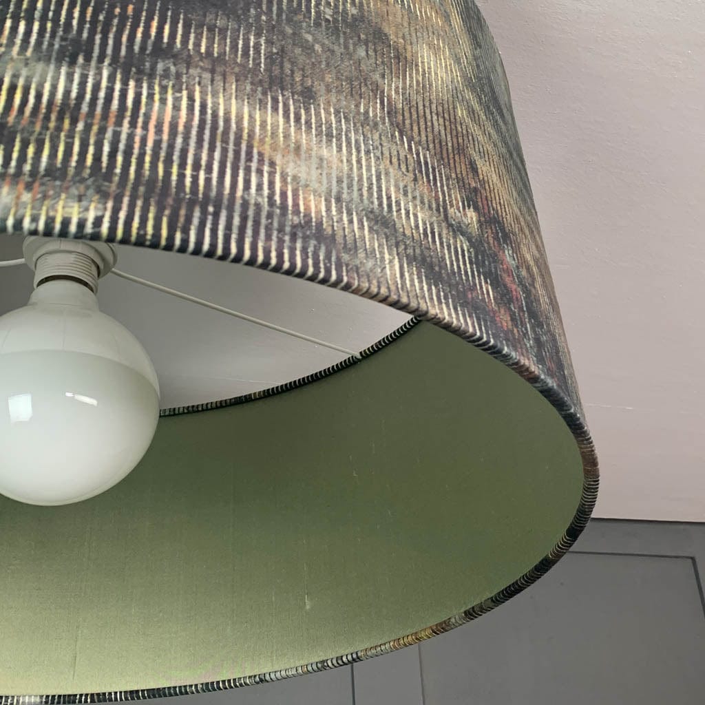 Iguana Pendant Shade with Military Green Silk Lining
