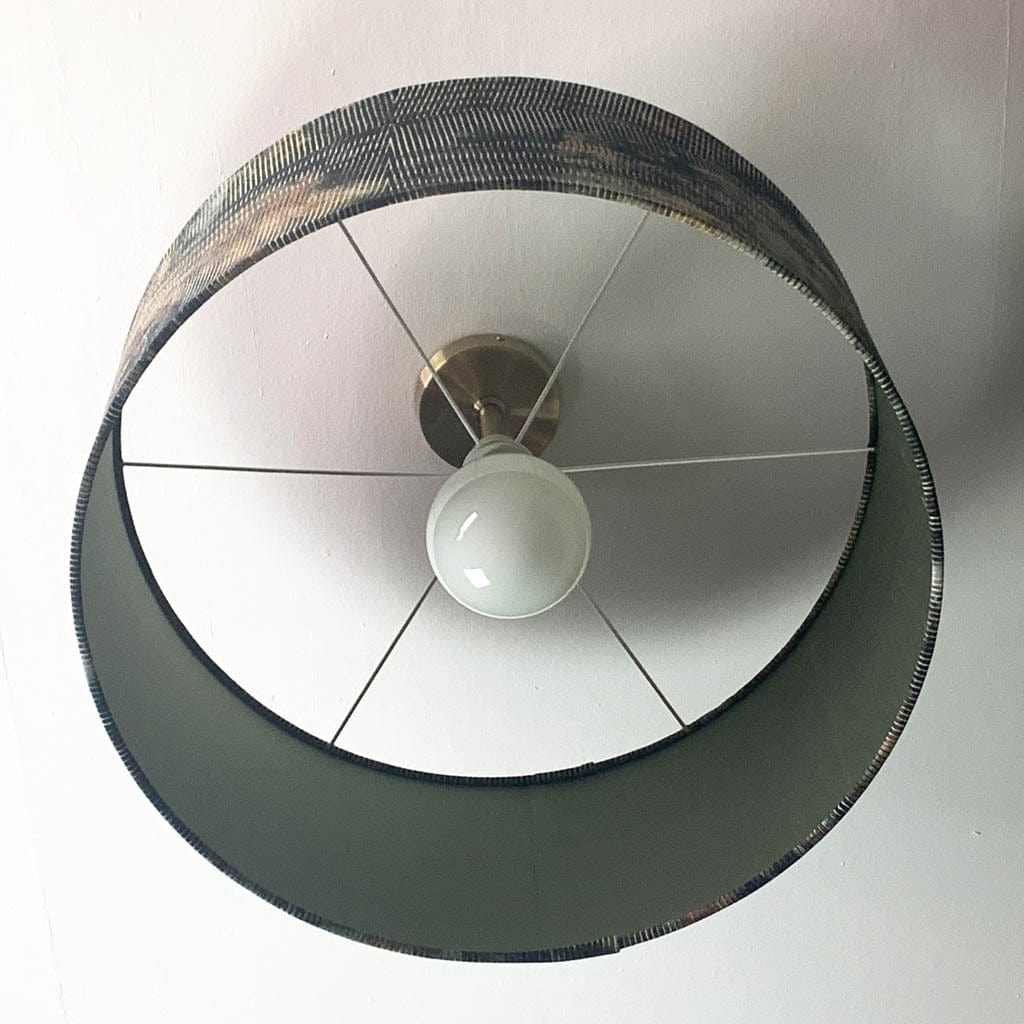 Iguana Pendant Shade with Military Green Silk Lining