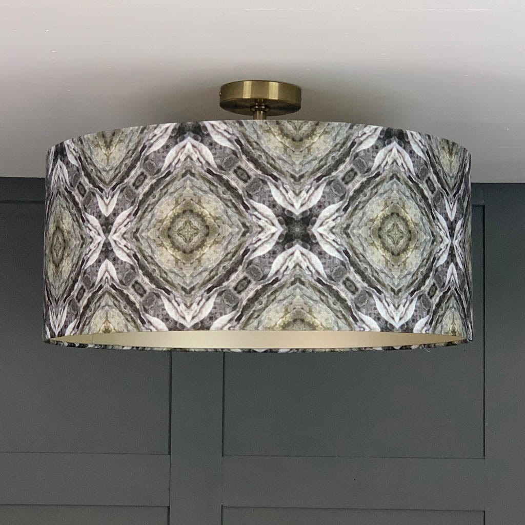 Julia Clare's Efflorescence Linen in Green Pendant Shade with Champagne Lining