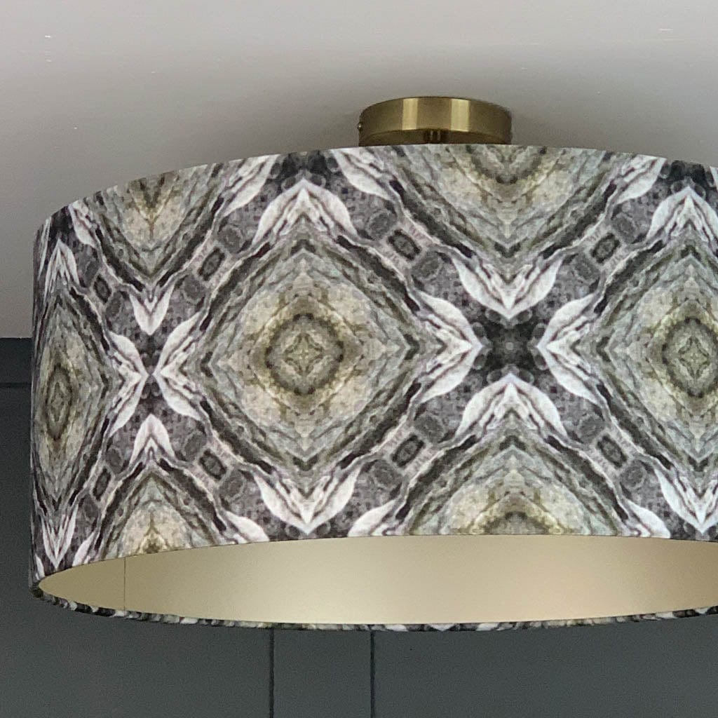 Julia Clare's Efflorescence Linen in Green Pendant Shade with Champagne Lining