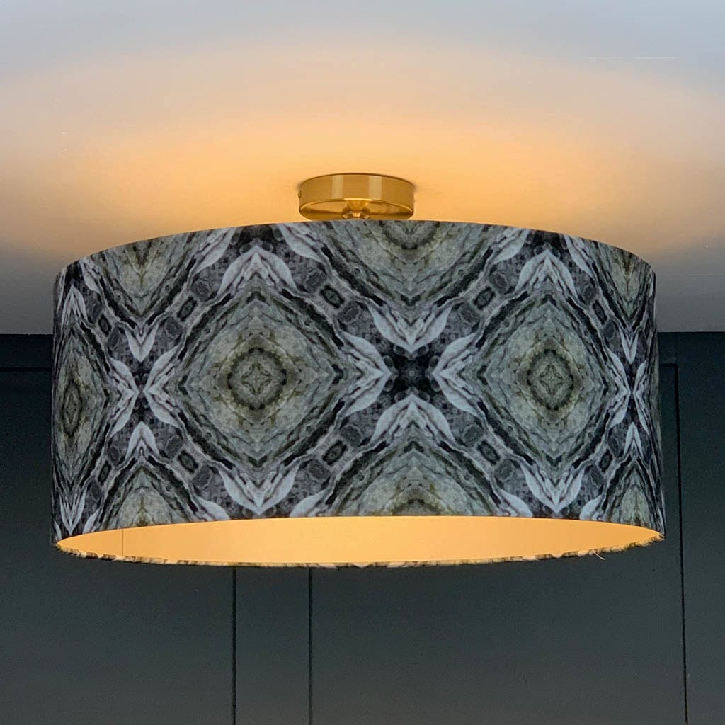 Julia Clare's Efflorescence Linen in Green Pendant Shade with Champagne Lining
