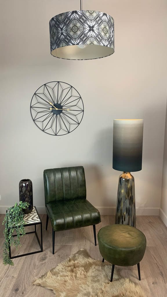 Julia Clare's Efflorescence Linen in Green Pendant Shade with Champagne Lining