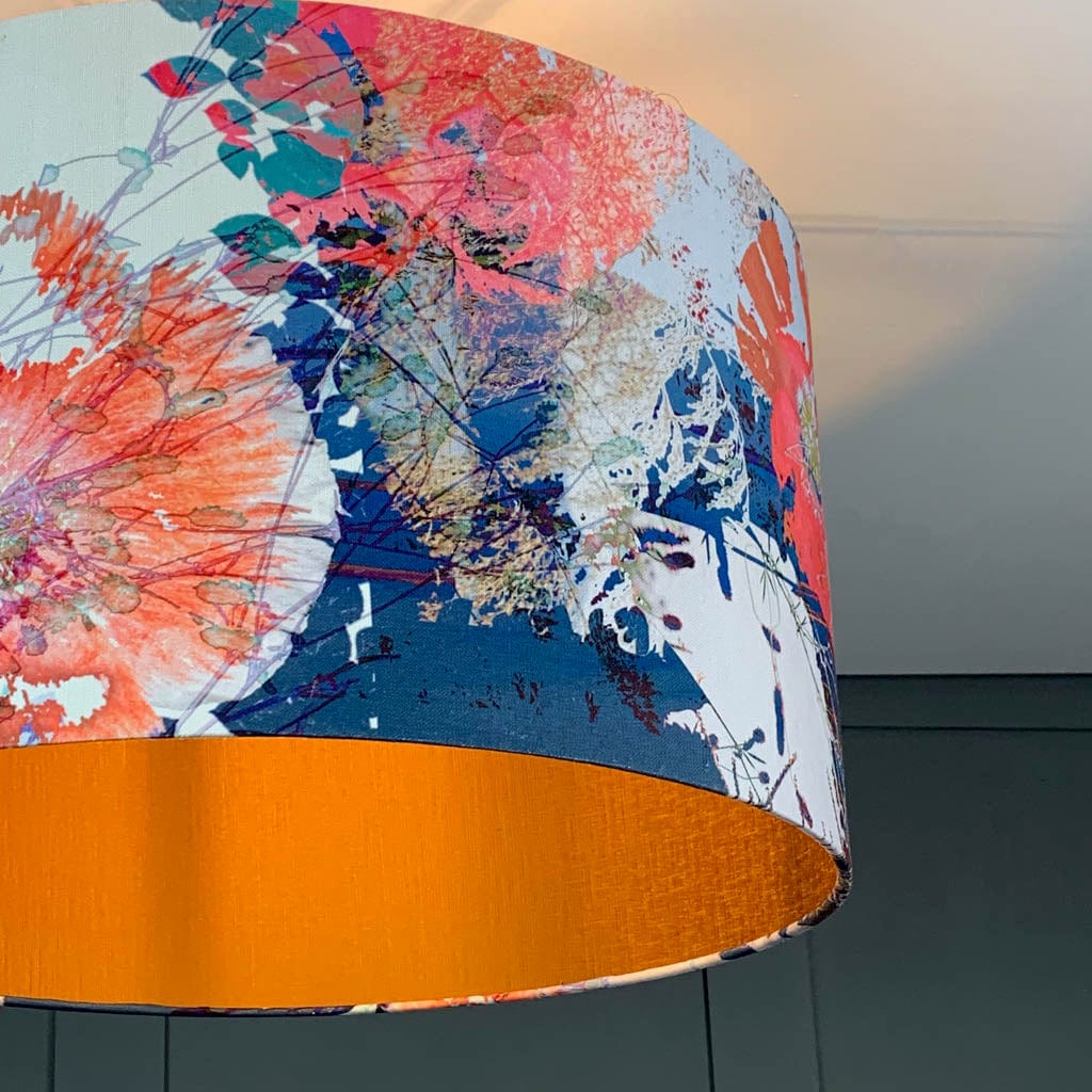 Mairi Helena Poppy Cloud Linen Pendant Shade with Carnaby Bronze Lining