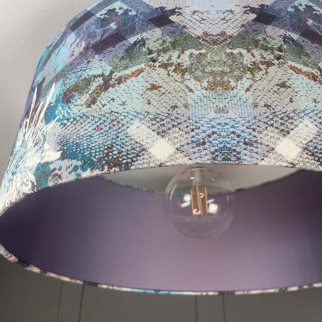 Mairi Helena Scottish Flora Emerald Thistle Pendant Shade with Satin Lavender Grey Lining