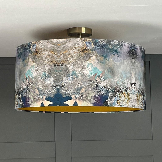 Mairi Helena Scottish Hebridean Homelands Pendant Shade with Old Gold Silk Lining