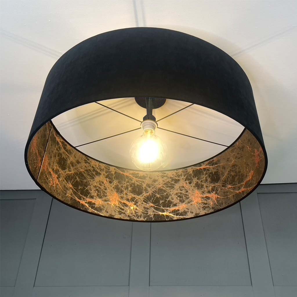 Noir Velvet Pendant Shade with Lava Bronze Fabric Inner