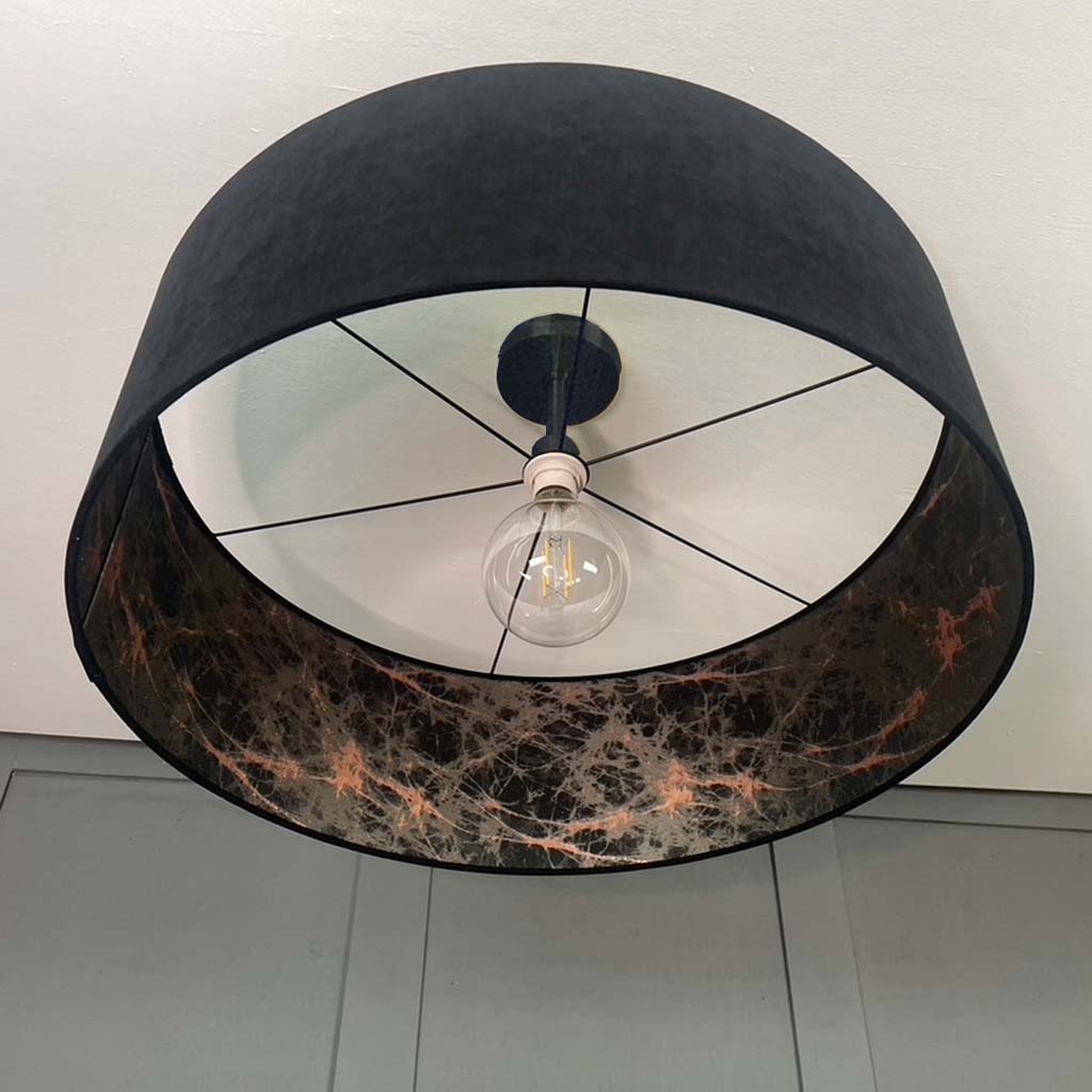 Noir Velvet Pendant Shade with Lava Bronze Fabric Inner