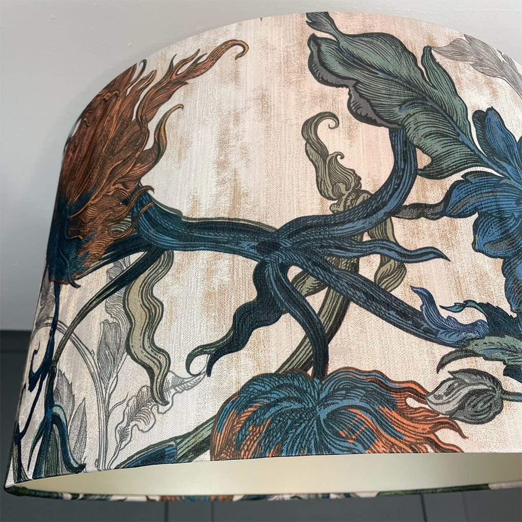 Timorous Beasties Epic Botanic Blue Rust Drum Shade with Champagne Lining
