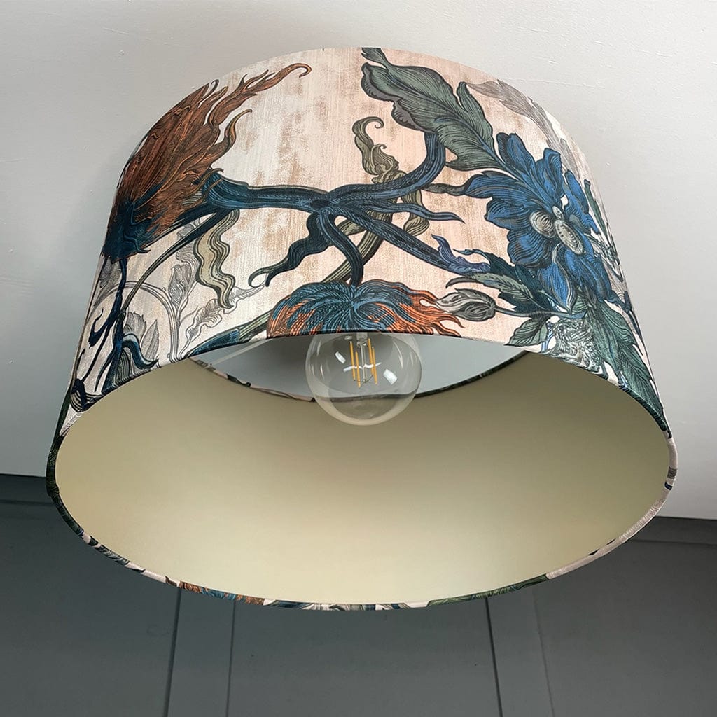 Timorous Beasties Epic Botanic Blue Rust Drum Shade with Champagne Lining