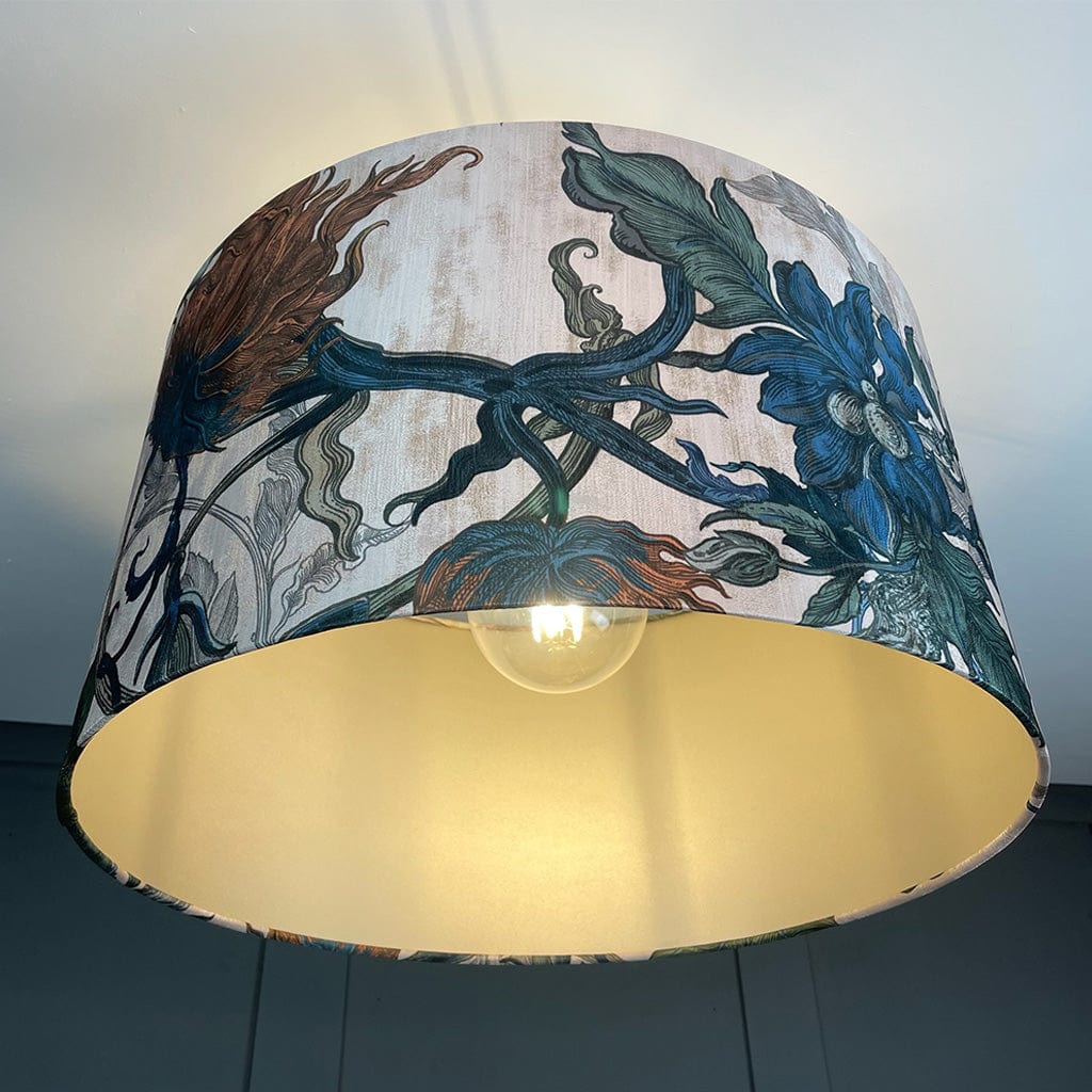 Timorous Beasties Epic Botanic Blue Rust Drum Shade with Champagne Lining