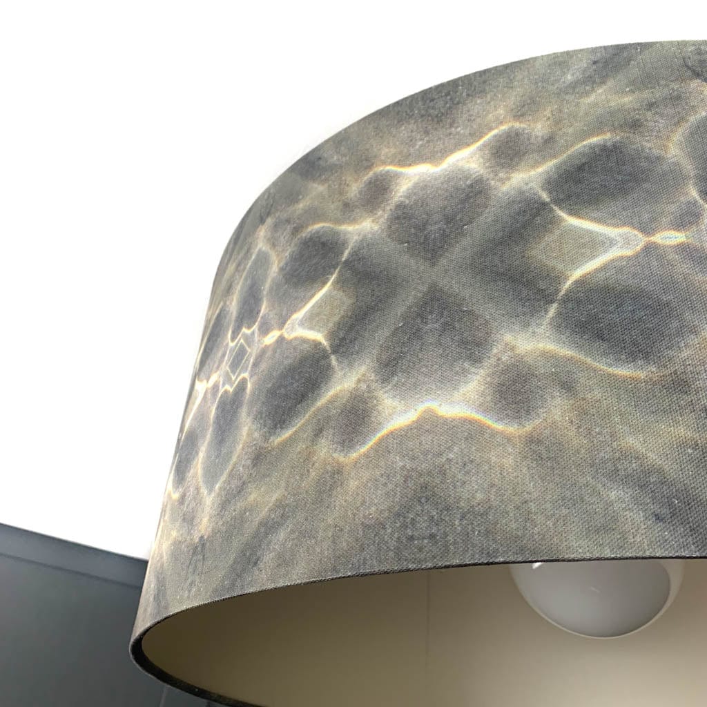 Julia Clare's Underworld Ripples Linen in Green Olive Pendant Shade with Champagne Lining