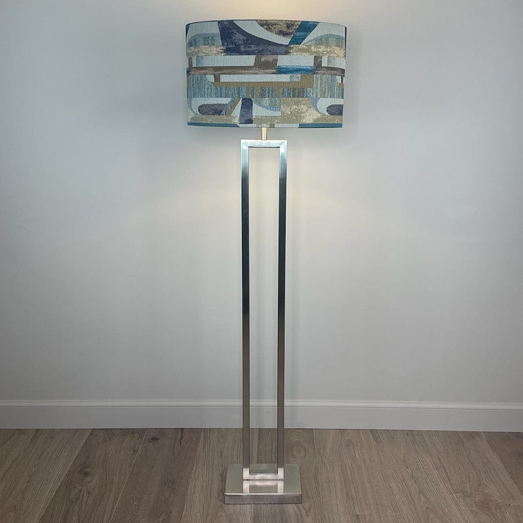 Fitzroy Brushed Steel Floor Lamp with Berlin Teal Shade