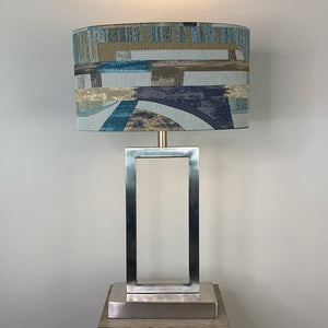 Fitzroy Brushed Steel Table Lamp with Berlin Teal Oval Shade