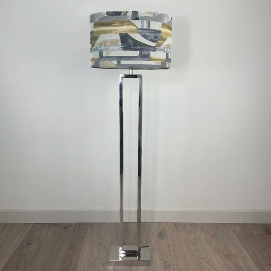 Fitzroy Polished Chrome Floor Lamp with Berlin Ochre Shade