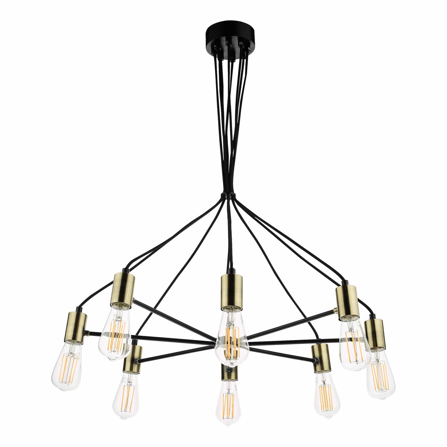 Angel Satin Black 8 Light Pendant Antique Gold