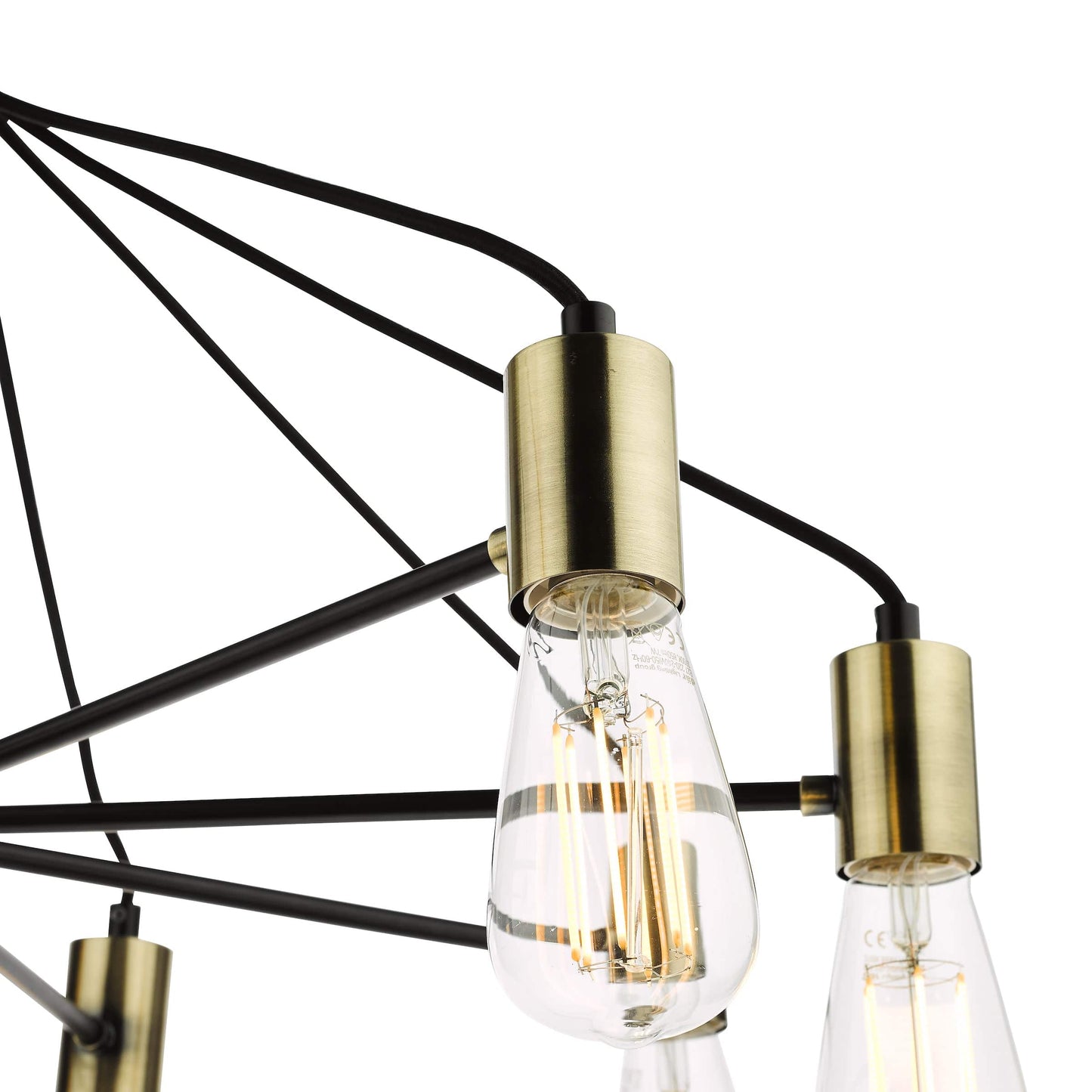 Angel Satin Black 8 Light Pendant Antique Gold