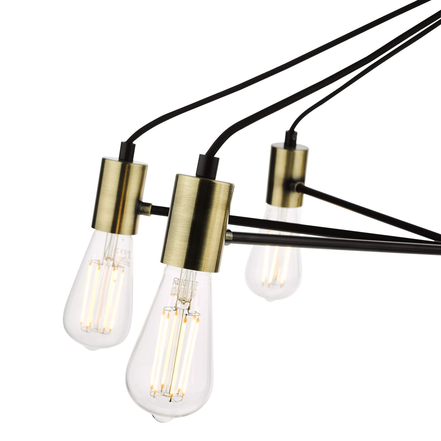 Angel Satin Black 8 Light Pendant Antique Gold