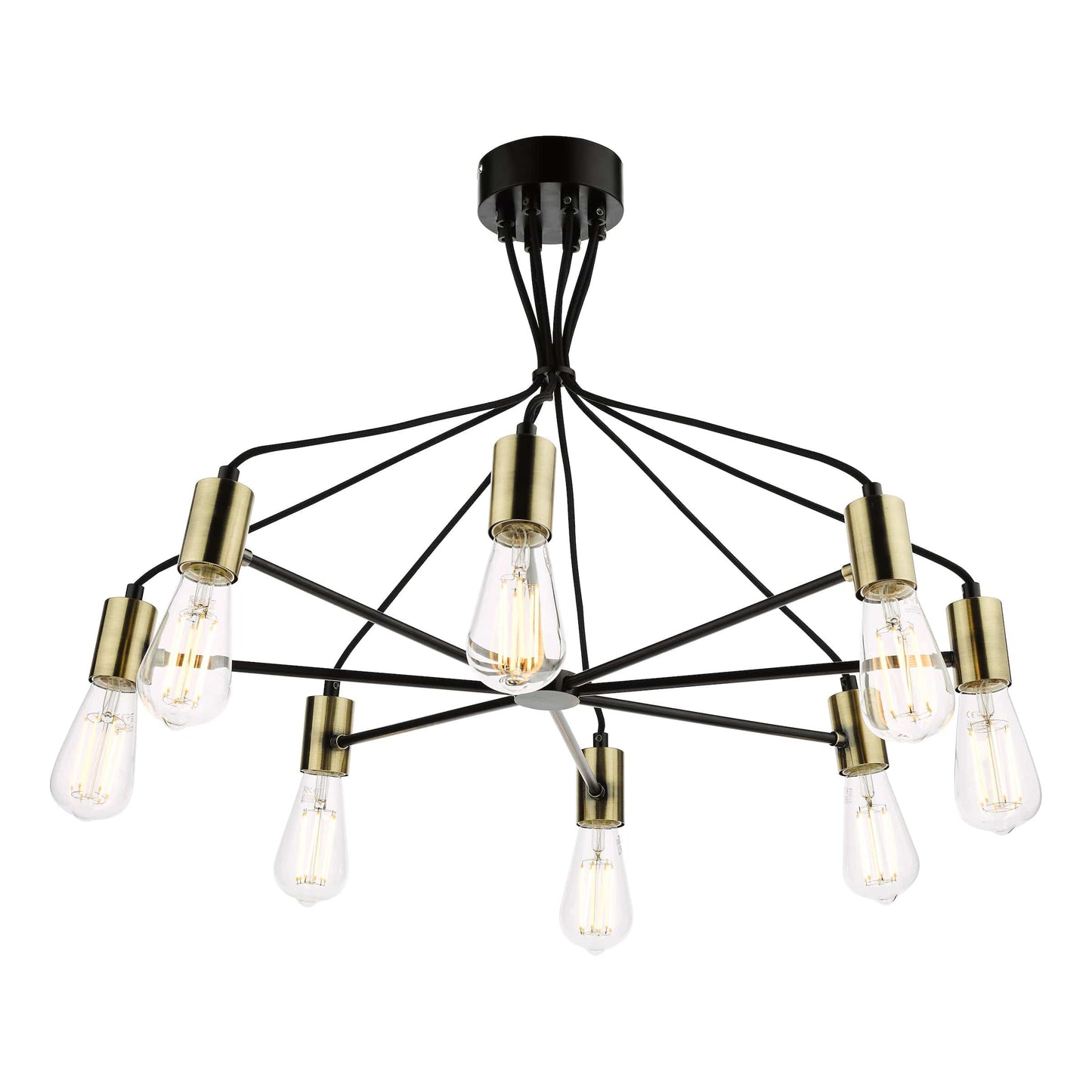 Angel Satin Black 8 Light Pendant Antique Gold
