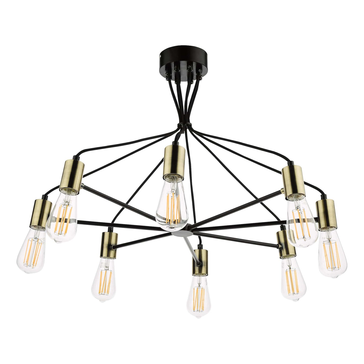 Angel Satin Black 8 Light Pendant Antique Gold