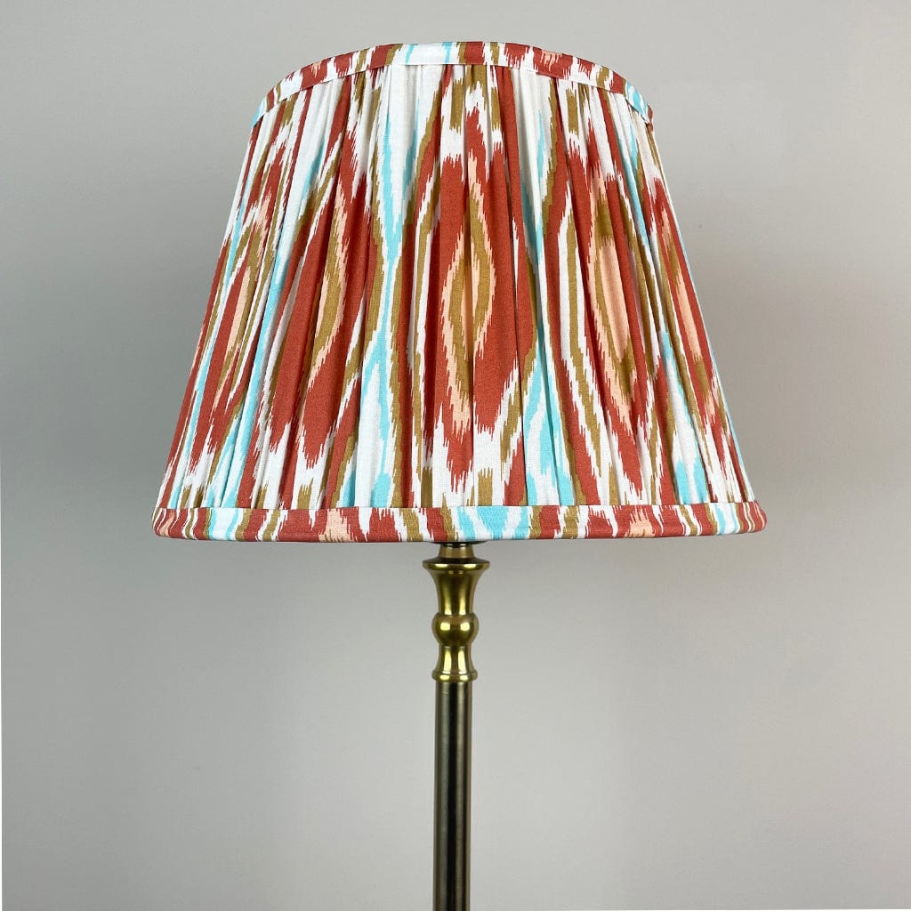 Gold Stick Table Lamp with Square Foot & Tapered Shade