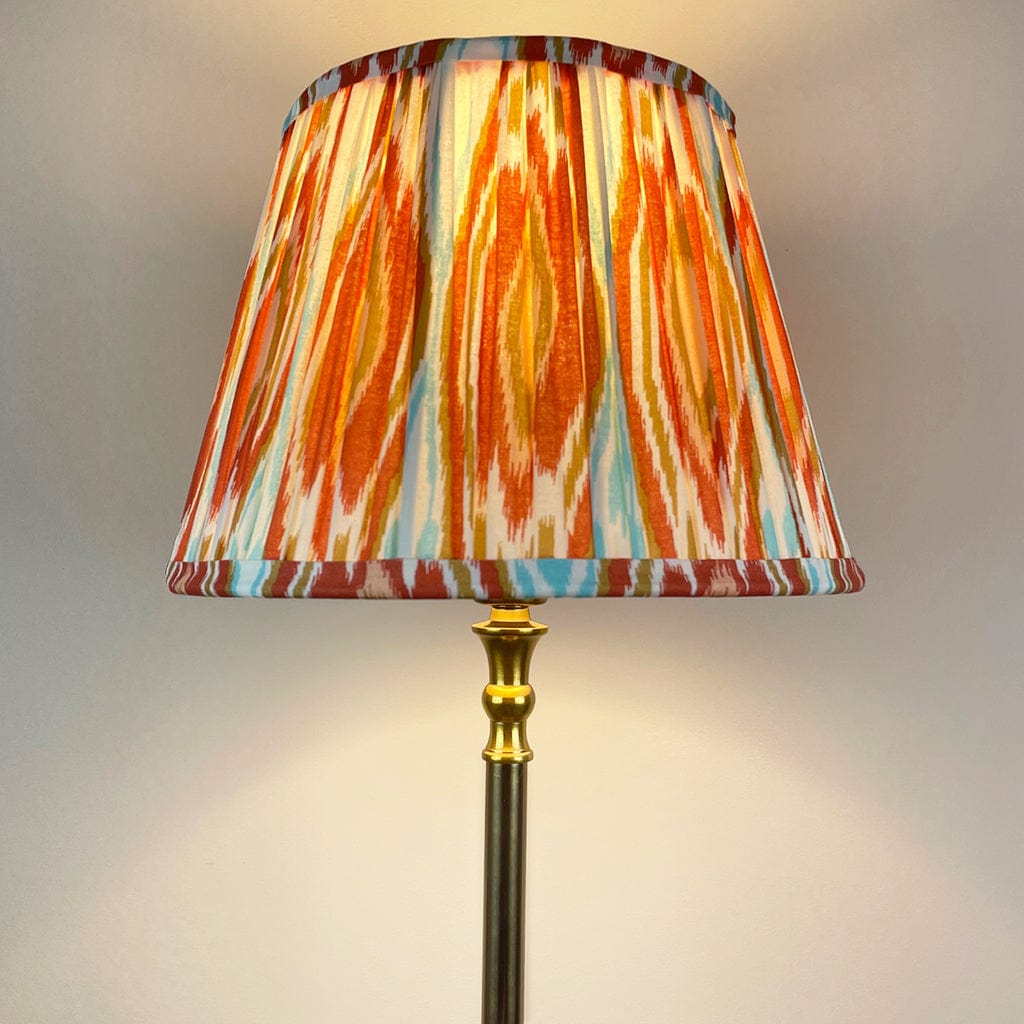 Gold Stick Table Lamp with Square Foot & Tapered Shade