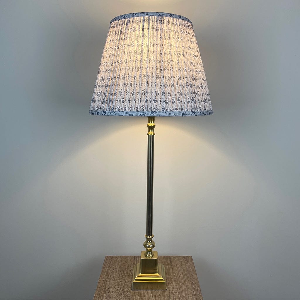 Gold Stick Table Lamp with Square Foot & Tapered Shade