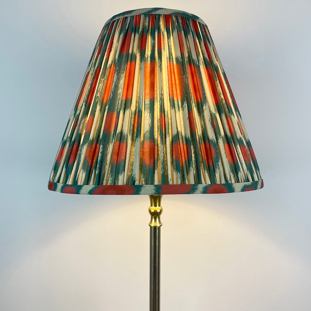 Gold Stick Table Lamp with Square Foot & Tapered Shade