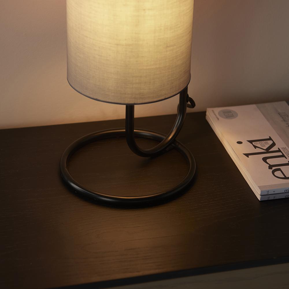 Hoop Antique Brass Table Lamp with Grey Shade