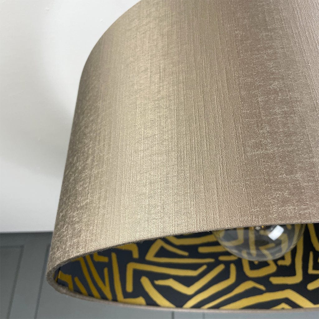 Harlequin Melodic Black/Gold Earth Wallpaper Lined Pendant Shade with Carnaby Mink