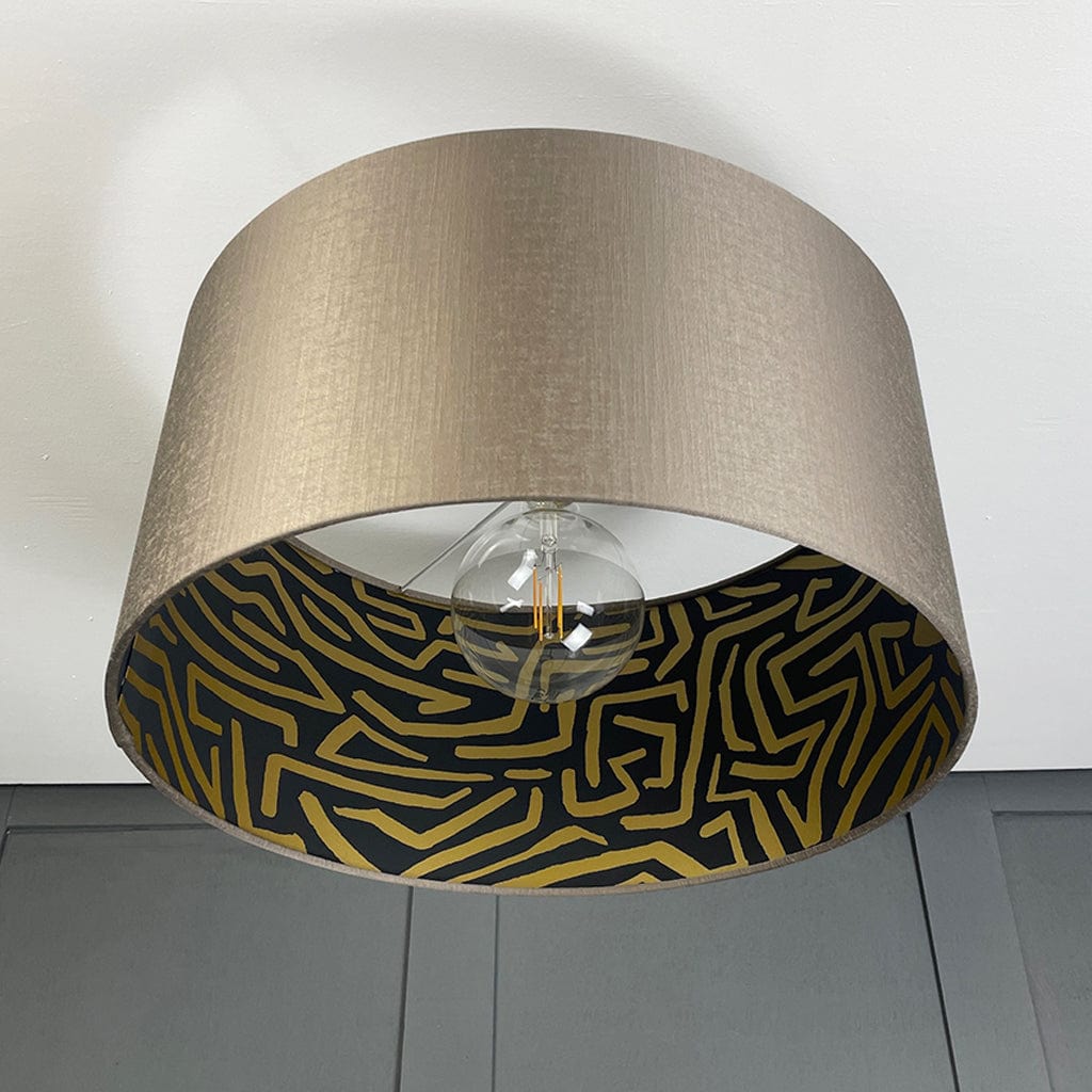 Harlequin Melodic Black/Gold Earth Wallpaper Lined Pendant Shade with Carnaby Mink