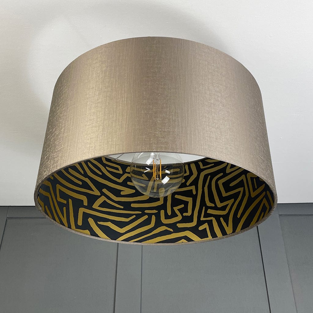 Harlequin Melodic Black/Gold Earth Wallpaper Lined Pendant Shade with Carnaby Mink
