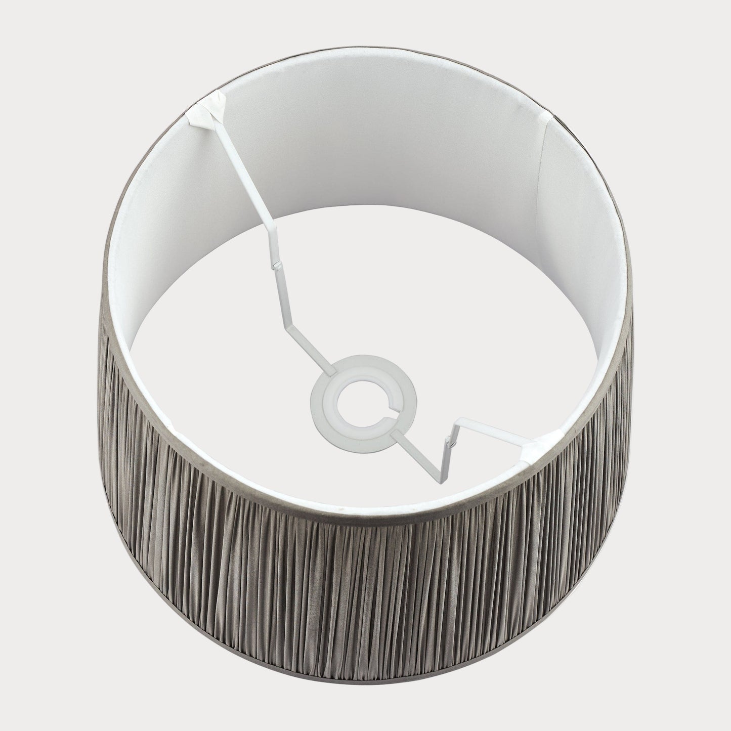 Lampshade with white interior and gray exterior on a white background