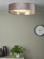 Midi 3 Light Flush Ceiling Light with Mink Velvet Shade