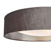 Midi 3 Light Flush Ceiling Light with Mink Velvet Shade