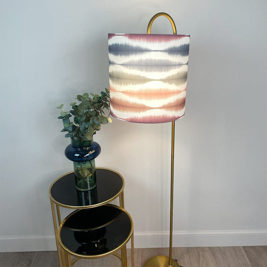 Bronze Idra Floor Lamp with Usuko Cranberry/Rose Lampshade